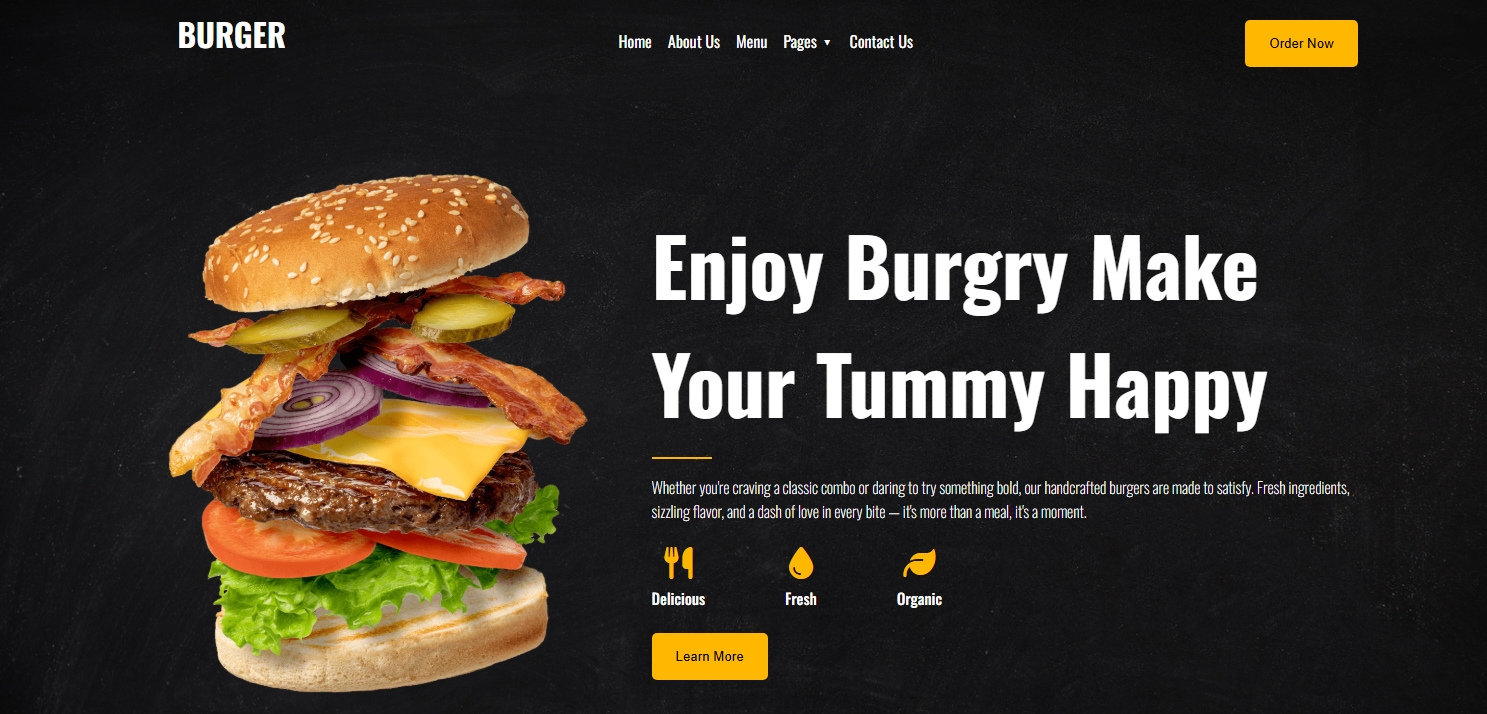 Preview of Burger Restaurant Website