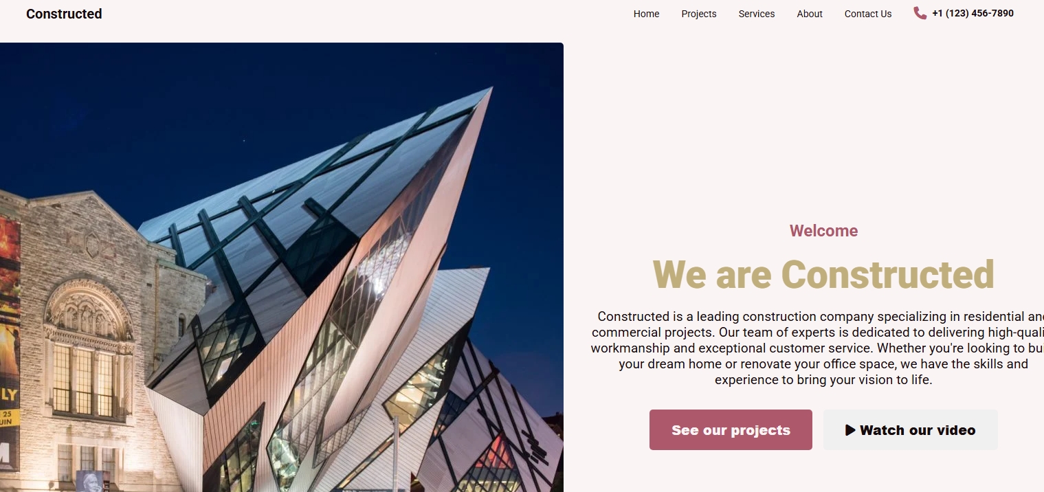 Preview of Construction Company Website