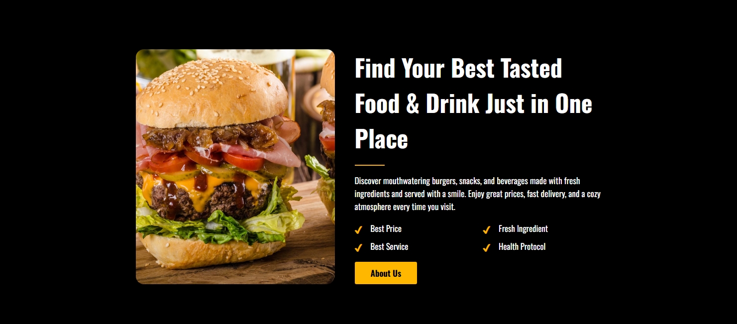 Gallery of menu items and restaurant interior