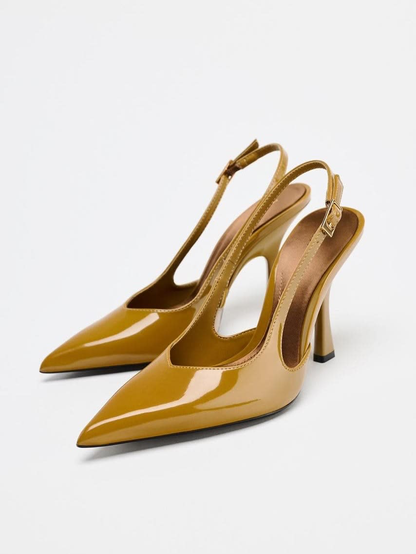 Zara mustard yellow sling heels