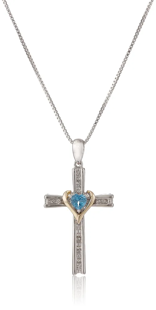 Sterling Silver and 14k Gold Cross Pendant Necklace