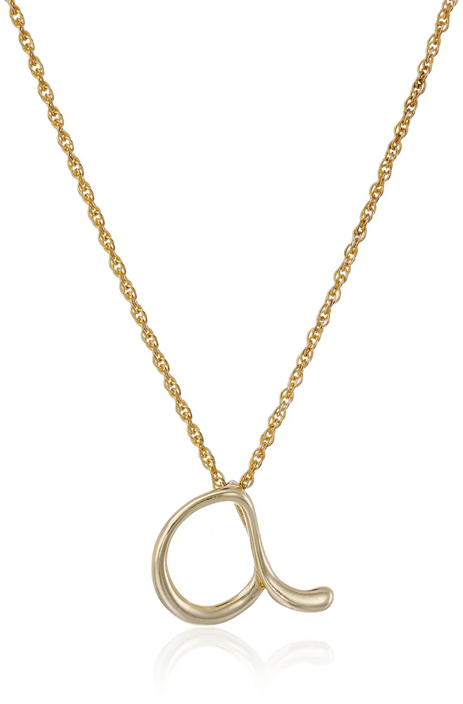 14k Gold Over Sterling Silver "A" Cursive Initial Pendant Necklace