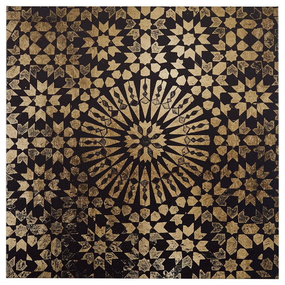 Rivet Modern Black and Gold Mandala Canvas Print Wall Art