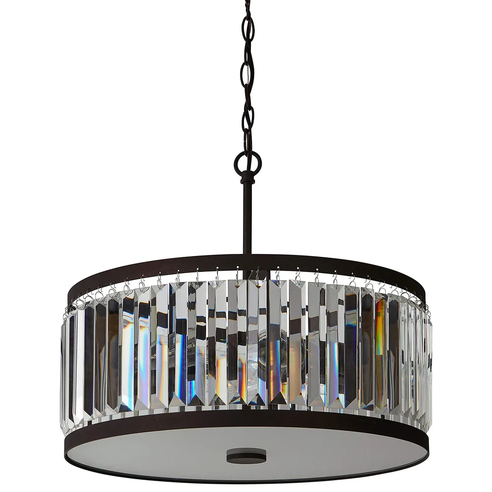 Stone & Beam Vintage Art Deco Glass Panel Ceiling Chandelier Fixture With Light Bulbs - 18 x 18 x 16 Inches
