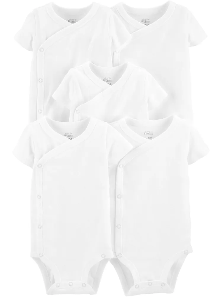 Simple Joys by Carter's 5-Pack Short Sleeve Side Snap Bodysuit Shirt
