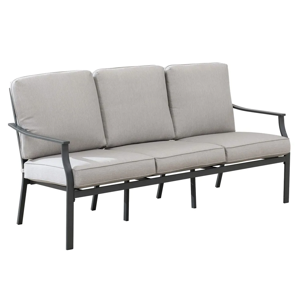 Ravenna Home Archer Steel-Framed Outdoor Patio Plush 3-Seater Sofa with Removable