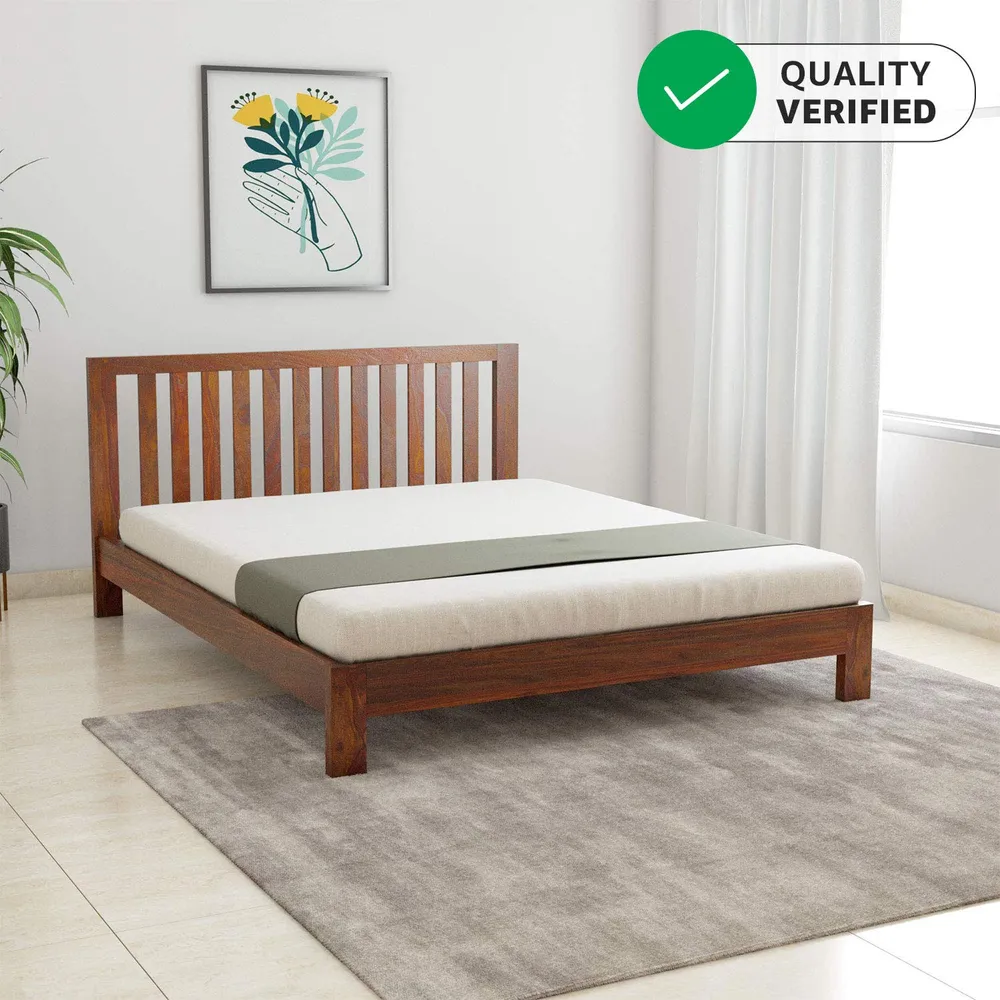 Solimo Draco Solid Sheesham Wood Queen Bed (Teak Finish)