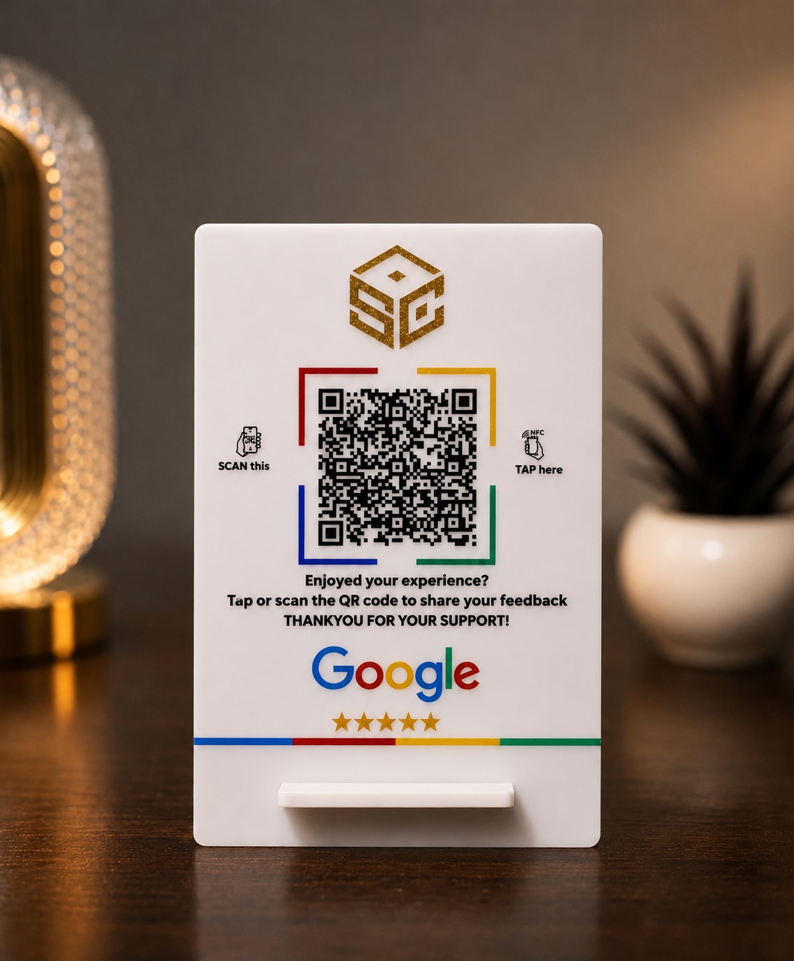 SCANX Pearl White NFC Google Review Stand