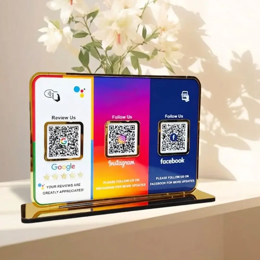 Triple Panel Rainbow-Edge QR Standee