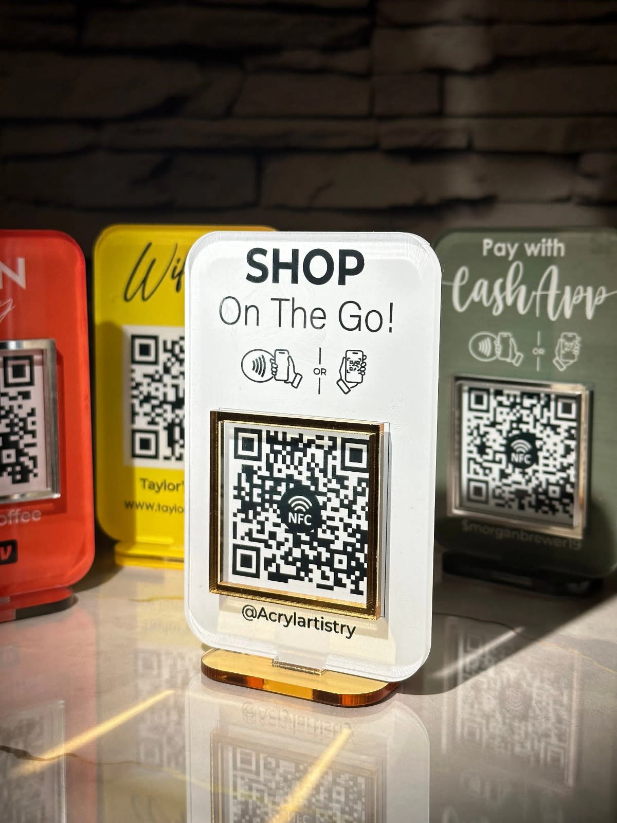 "Shop On The Go" Personalized NFC Tag Standee