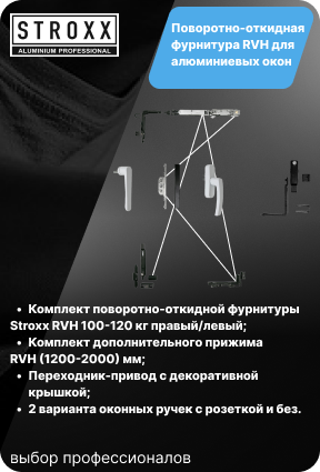 Поворотно-откидная фурнитура RVH для алюминиевых окон.