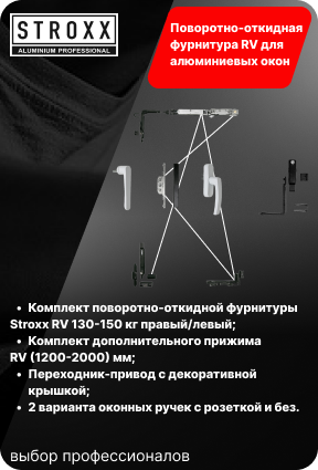 Поворотно-откидная фурнитура RV для алюминиевых окон.