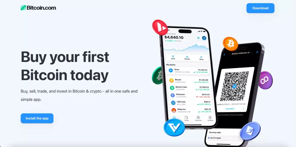 Giao diện trang web Bitcoin.com