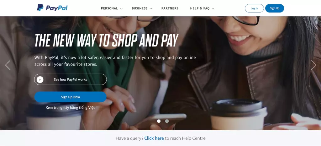 Trang web Paypal