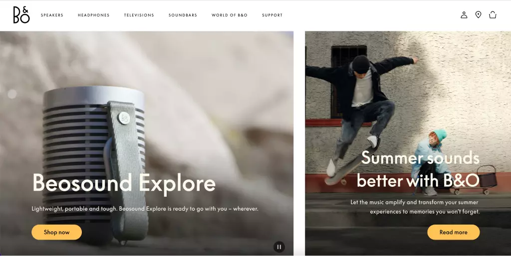 Trang web Bang & Olufsen