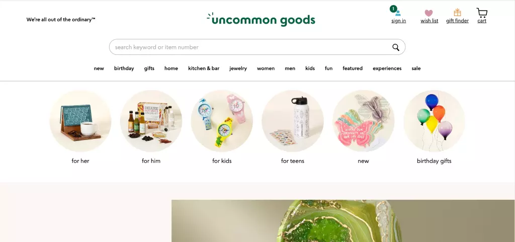 Trang web Uncommon Goods