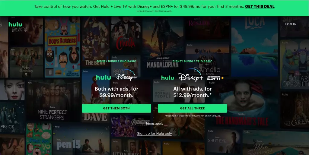 Các CTA trên trang Hulu