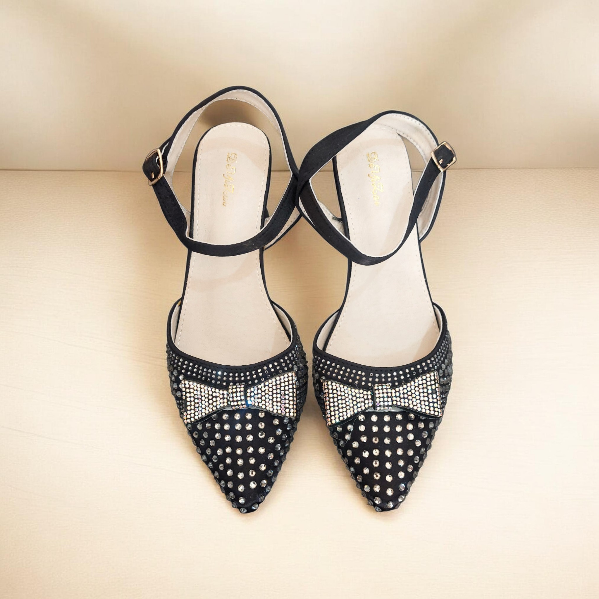 Talon(Élégance Noire Strass Bow)