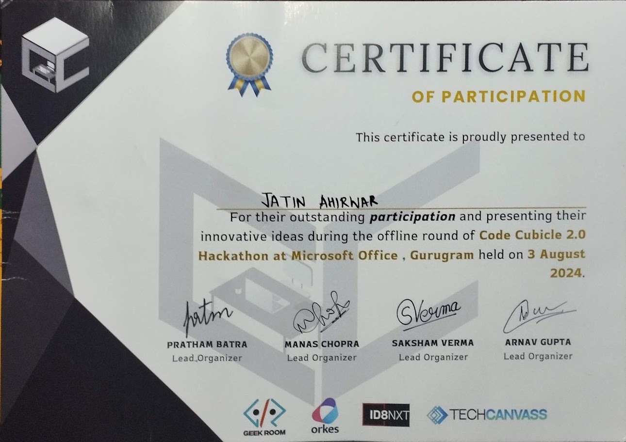 Participated in Hackathon code cube 2.0