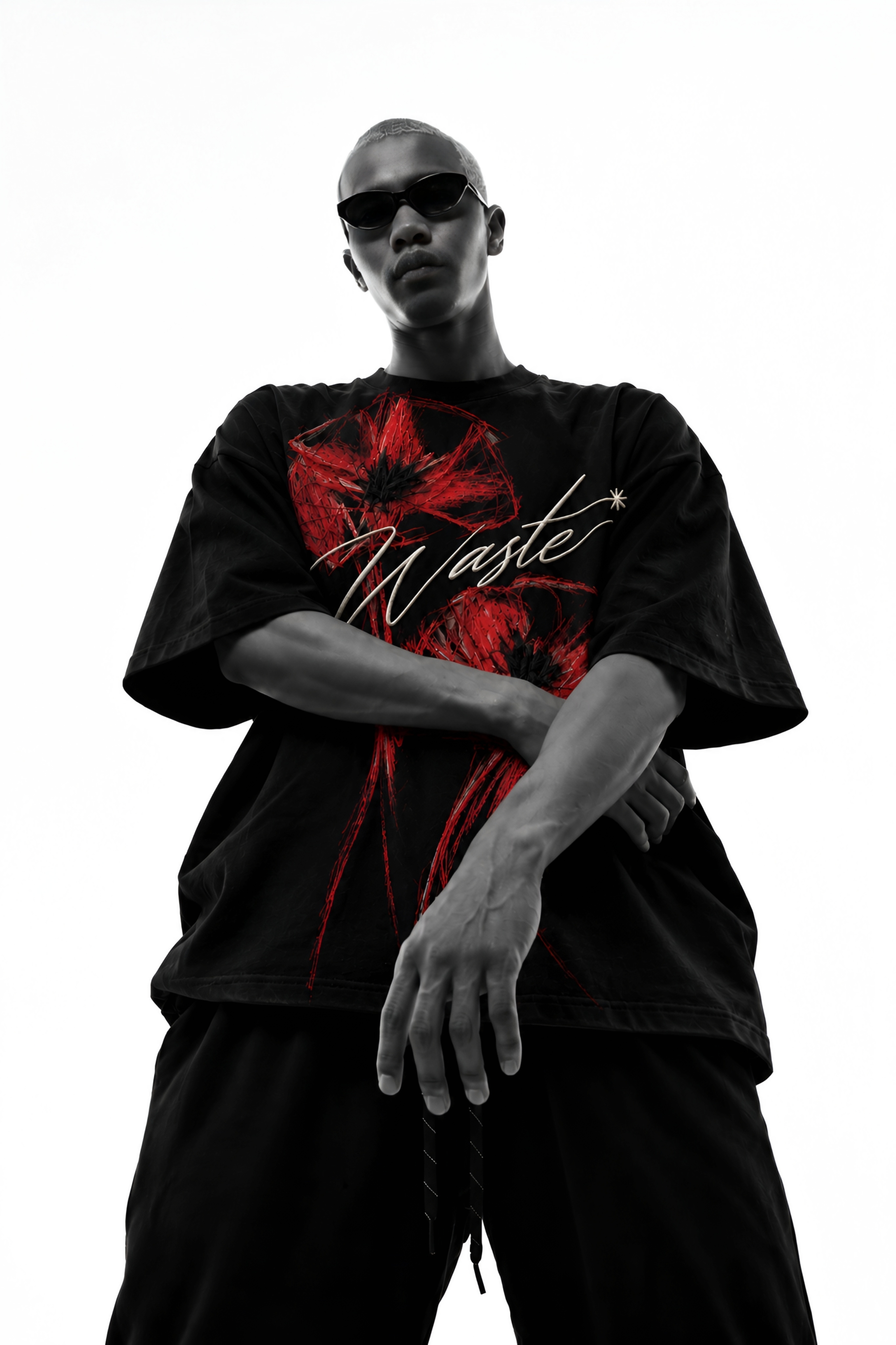 WASTE Crimson Bloom Oversized Tee