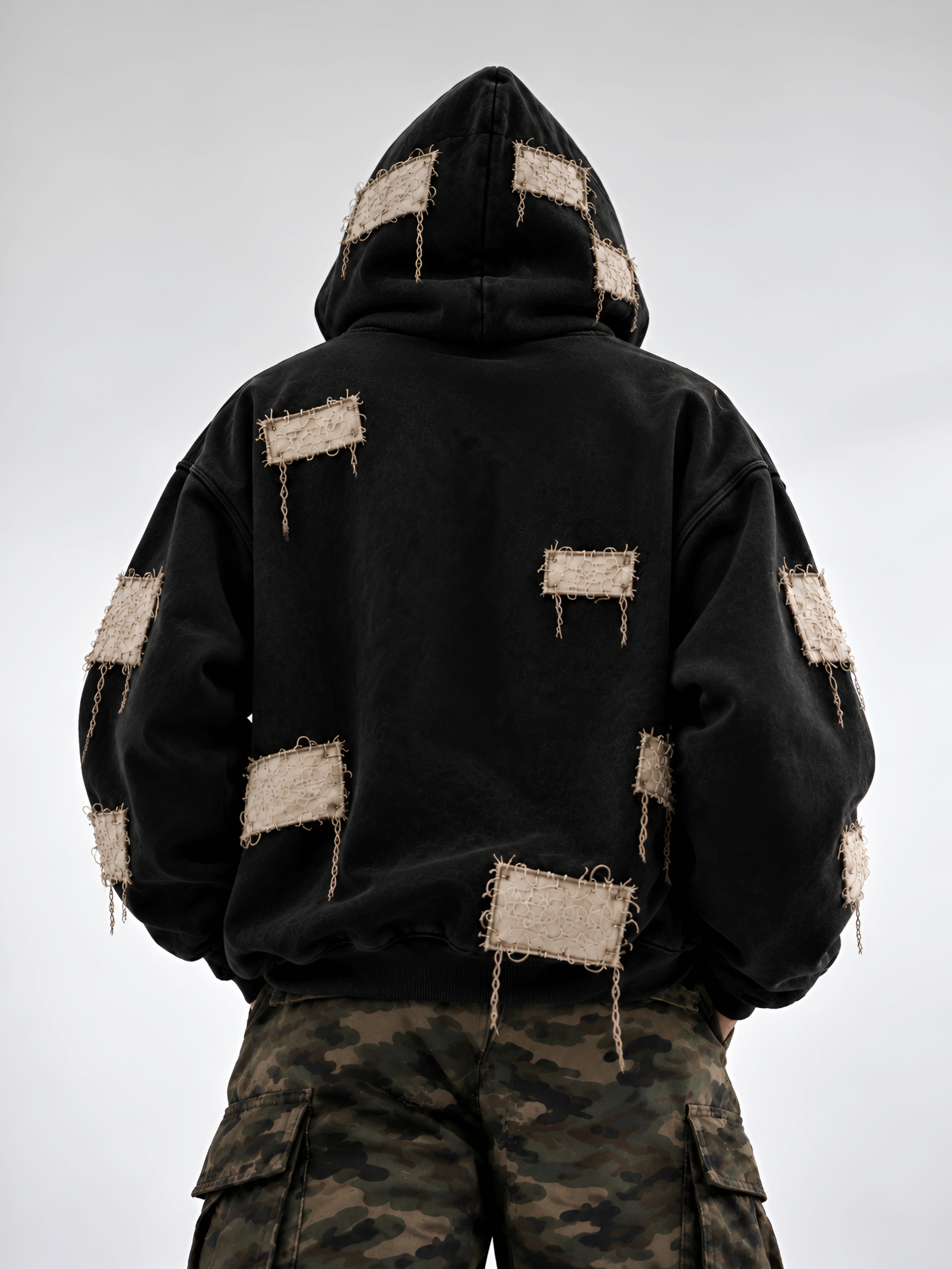 WASTE Distressed Patchwork Hoodie view 4