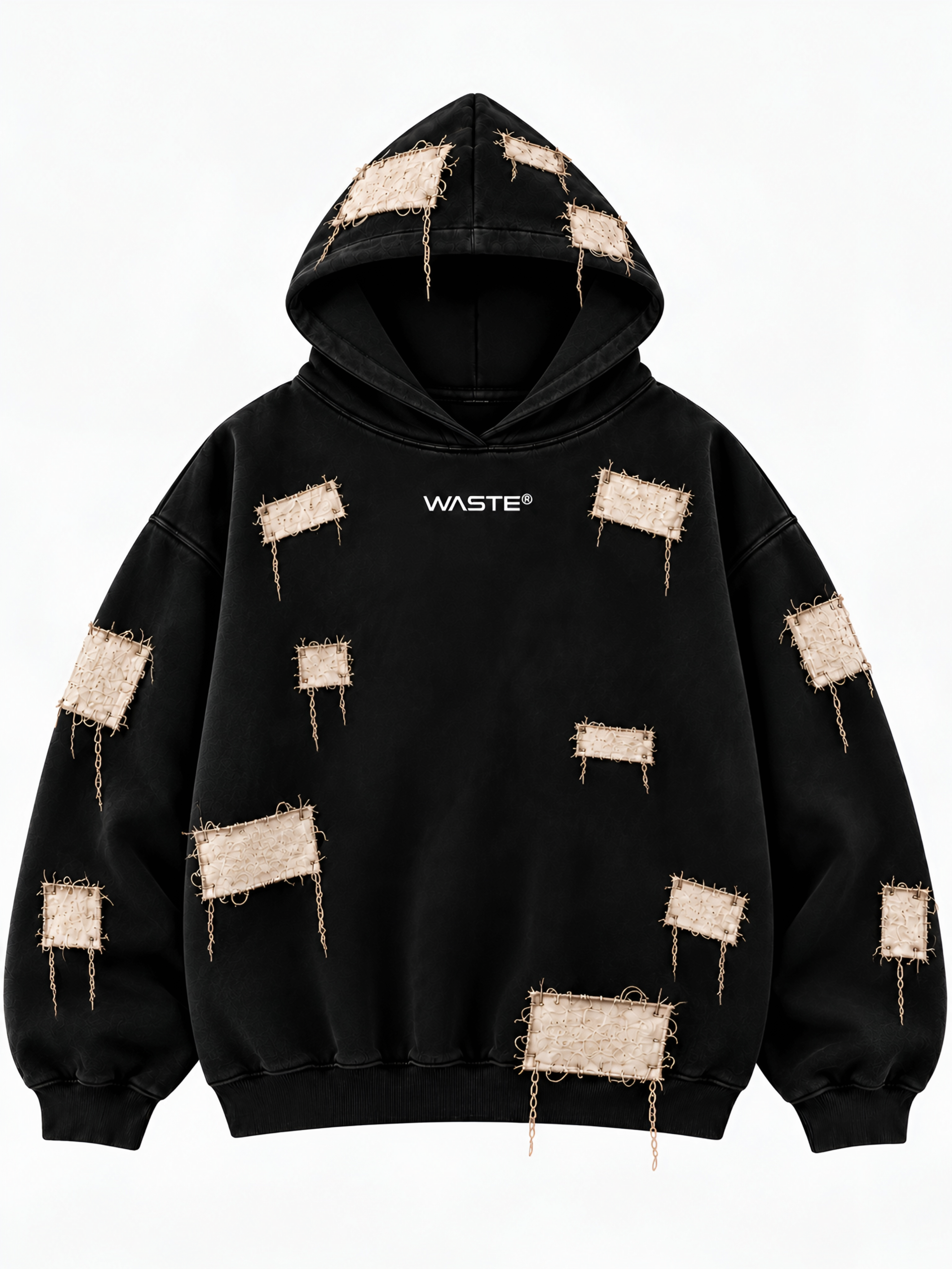 WASTE Distressed Patchwork Hoodie view 5