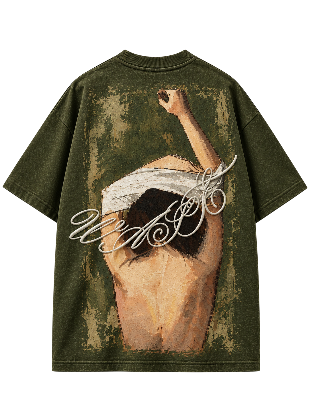 WASTE Olive Green Graphic Streetwear T-shirt