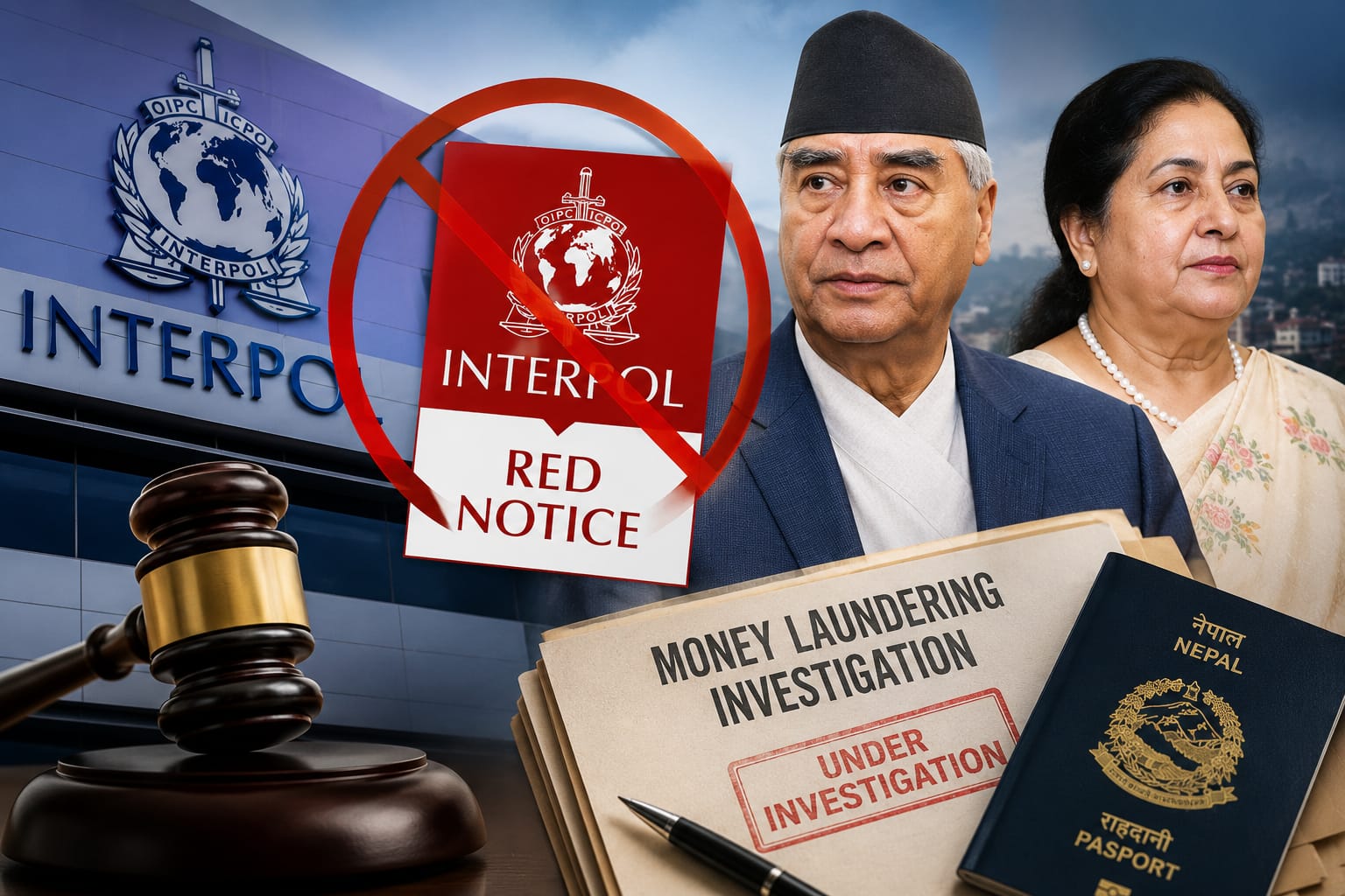 Interpol Denies Issuing Red Notice Against Deuba Couple Amid Money Laundering Probe