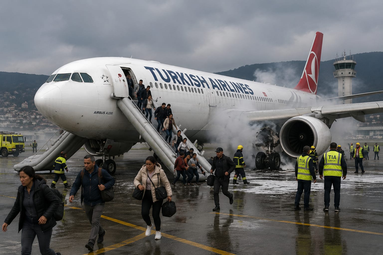 Turkish Airlines Plane Evacuated After Tyre Burst and Smoke Incident at Kathmandu Airport