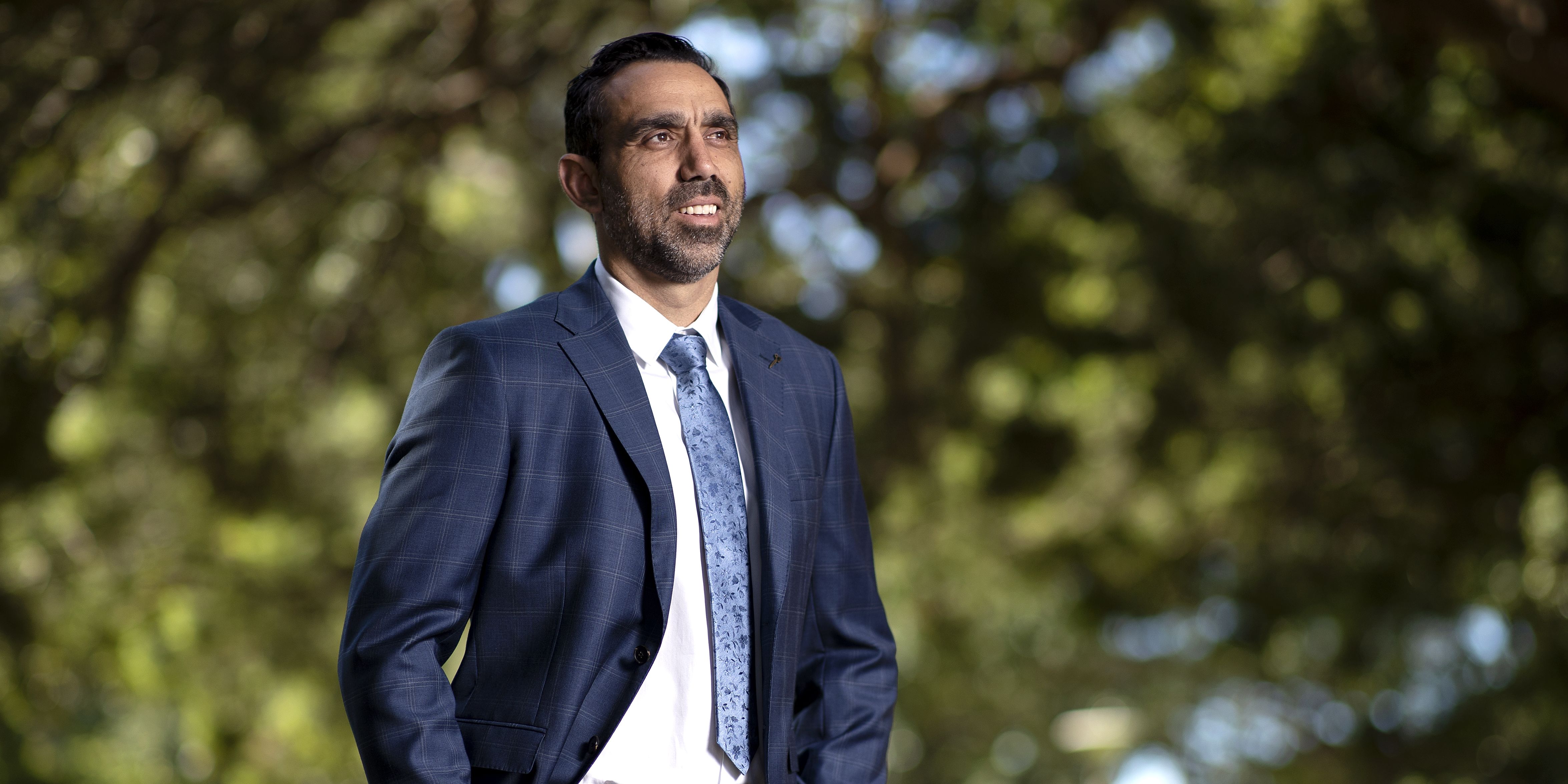 Adam Goodes The footy great is back in Melbourne, with a strong message. Adam Goodes The footy great is back in Melbourne, with a strong message.