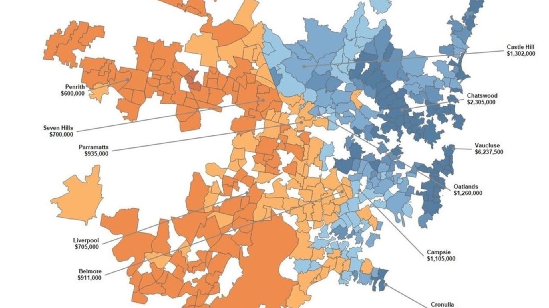 Map 1 - Sydney median price map - June 2019