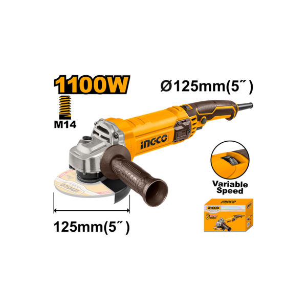 INGCO 5" Angle Grinder 1100w with speed control AG1100385