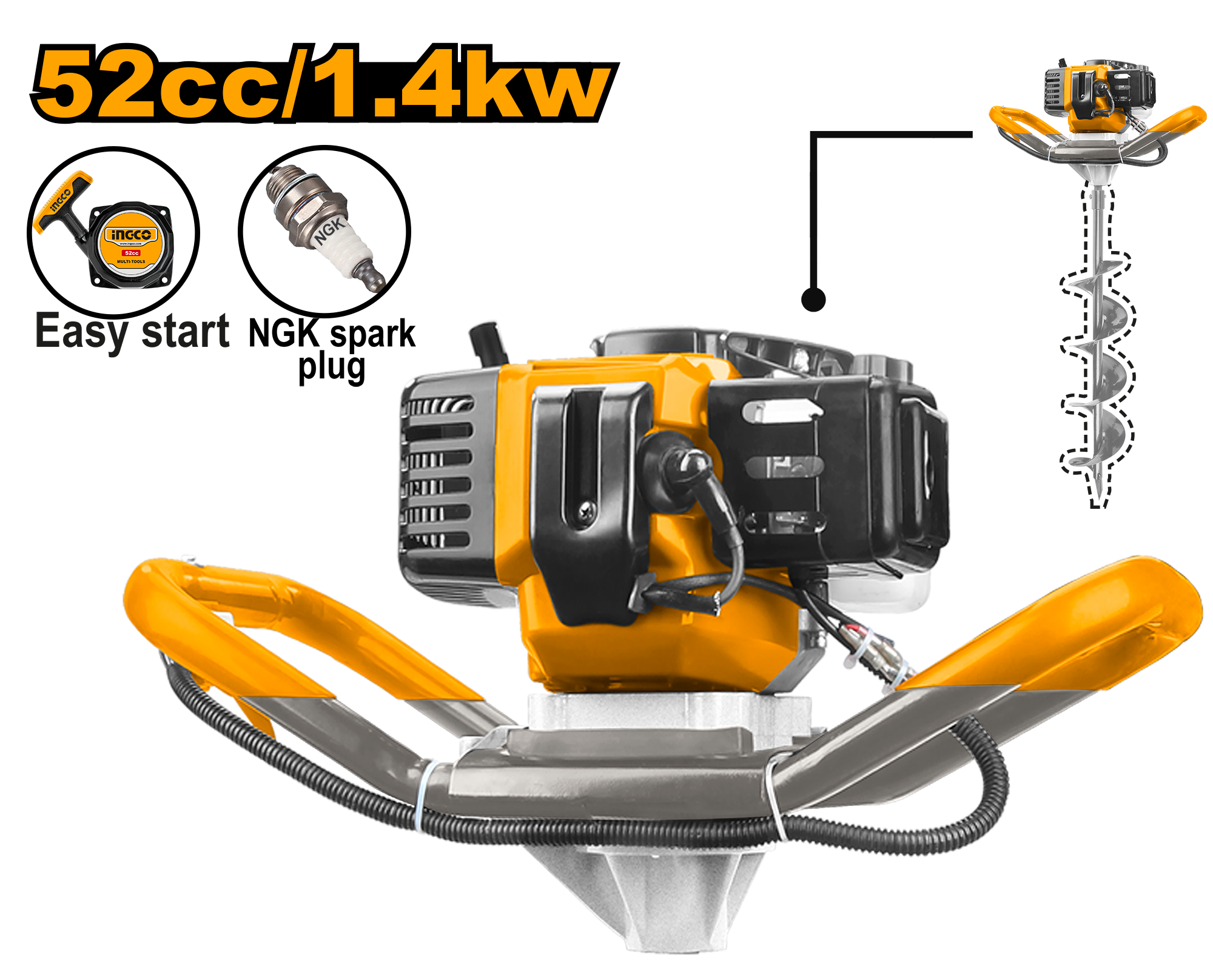 INGCO Gasoline Earth Auger 2.2HP GEA55221