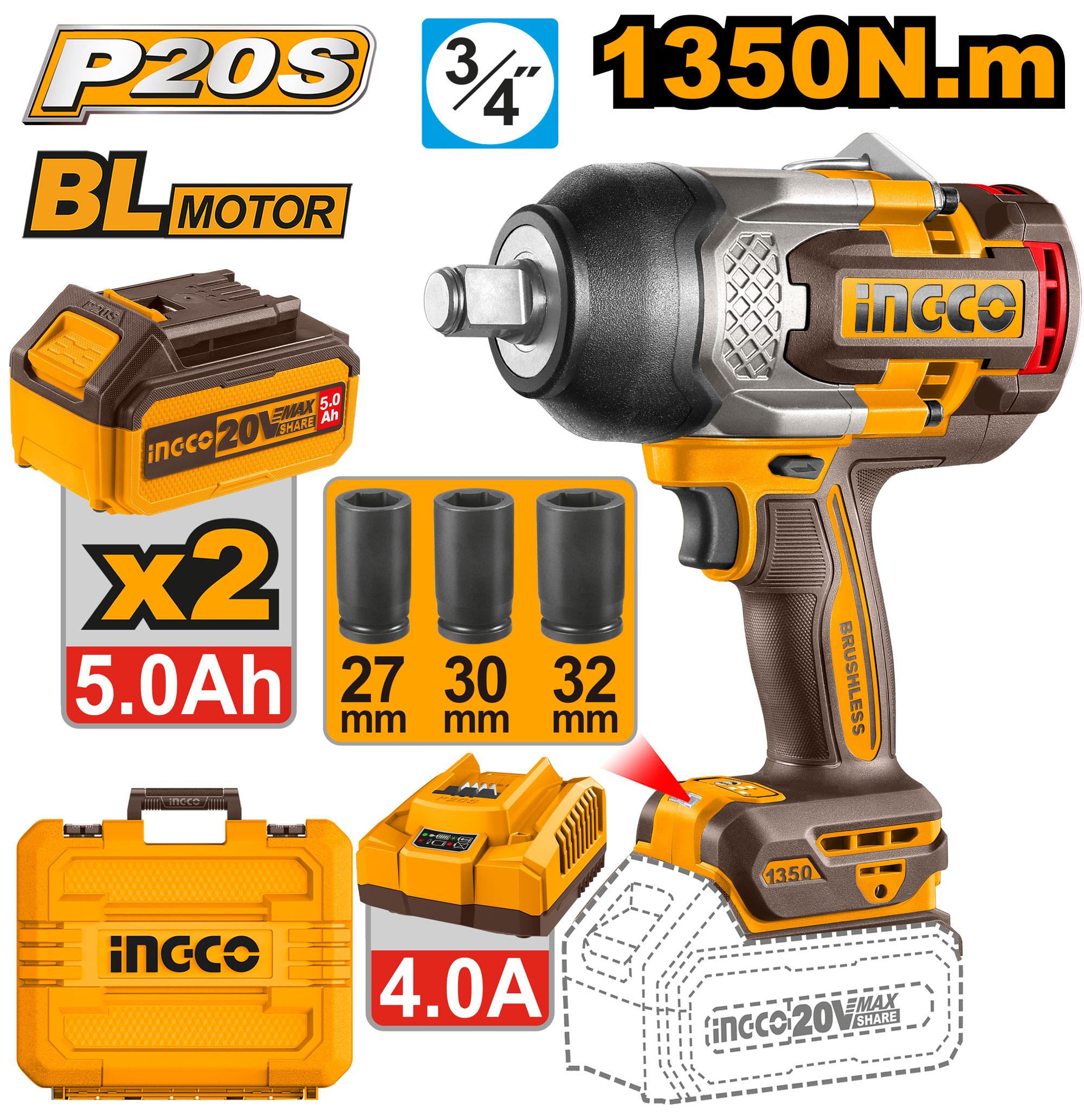 INGCO Cordless Impact Wrench CIWLI20135