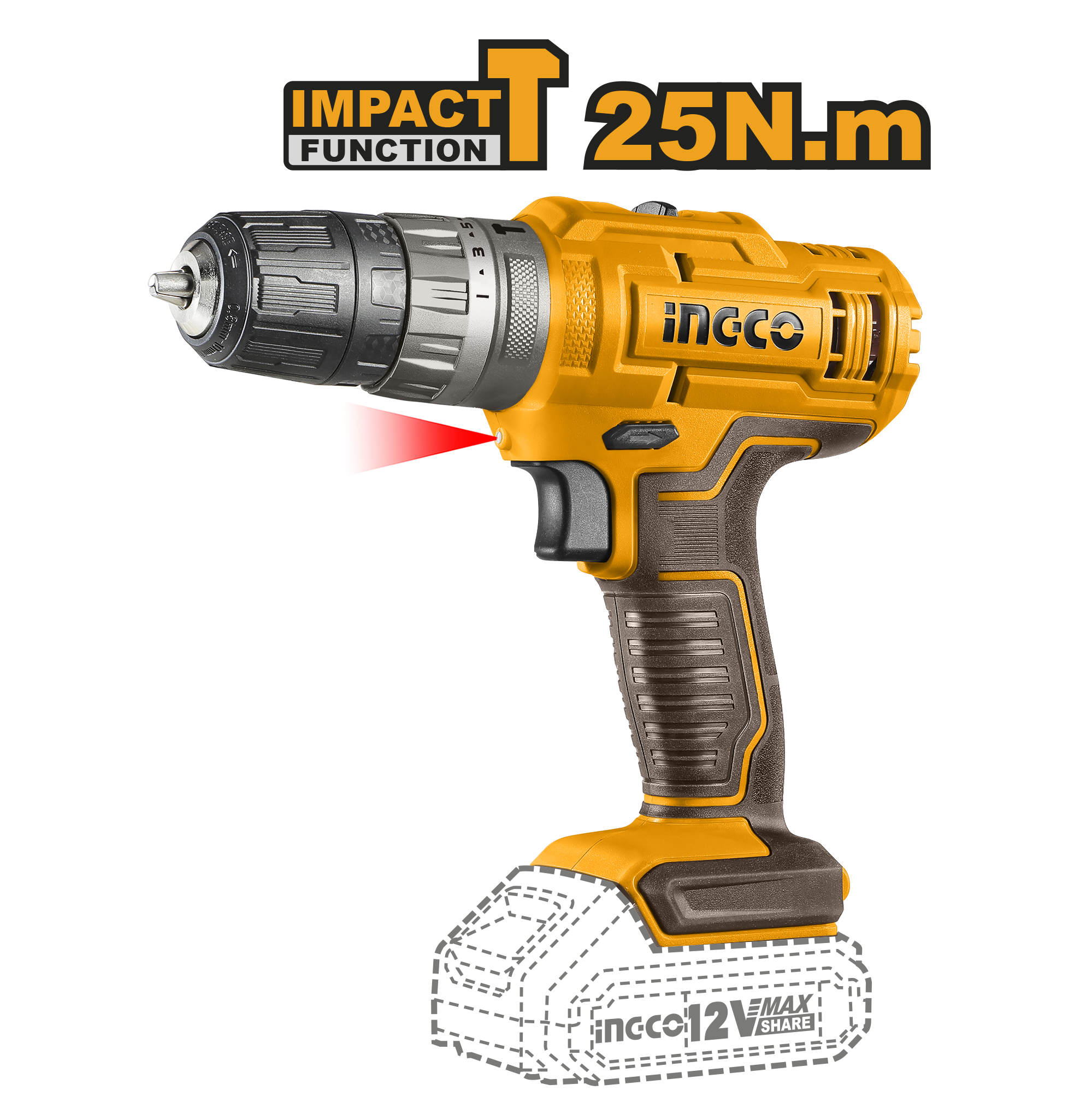 INGCO 12v Cordless Impact Drill CIDLI1228