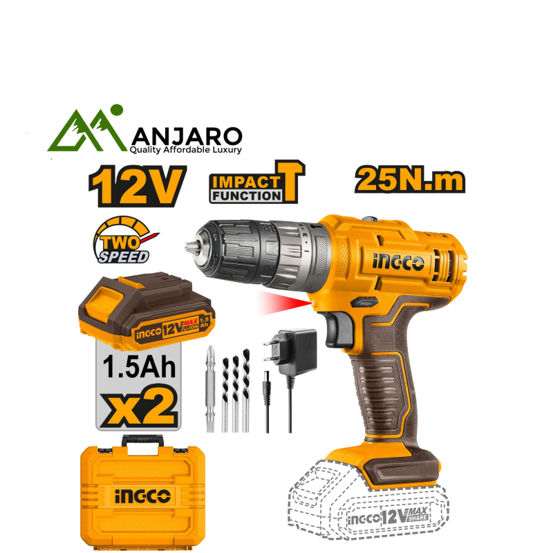 INGCO 12v Cordless Impact Drill CIDLI1228