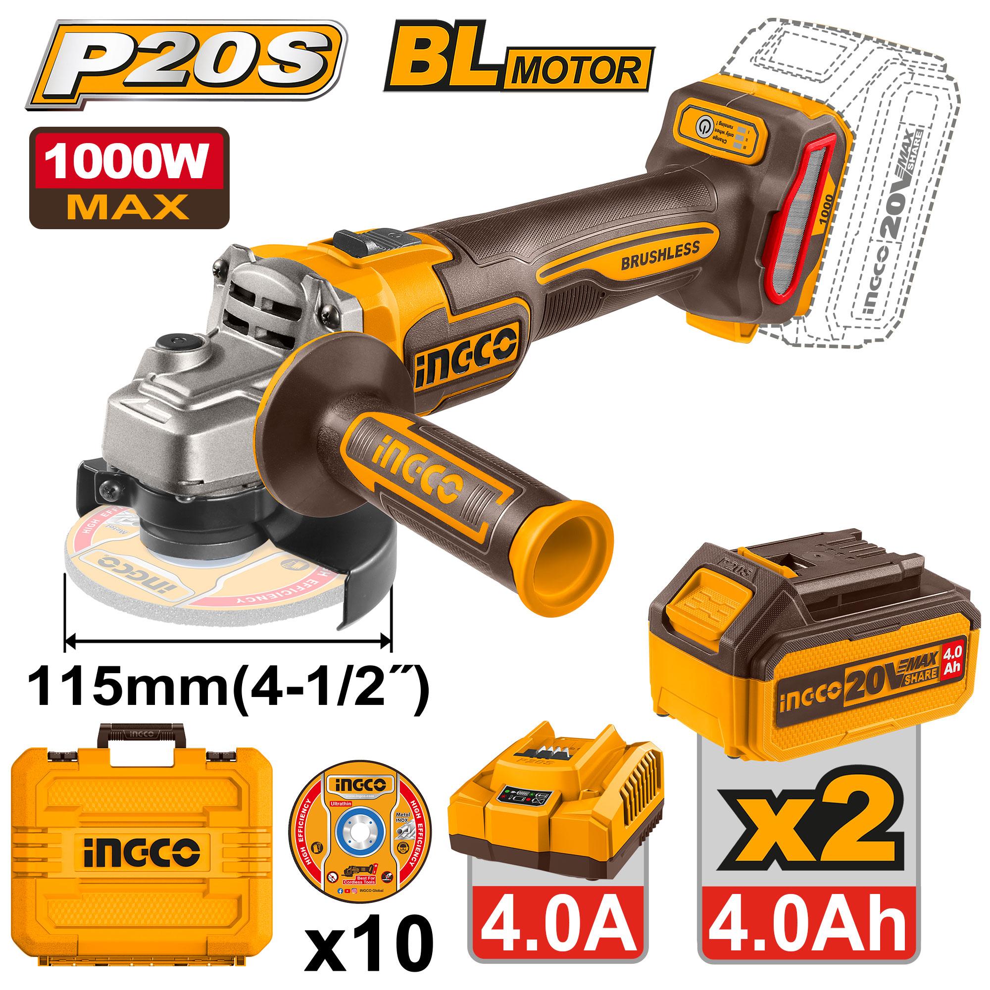INGCO 20v Cordless Angle Grinder CAGLI271532