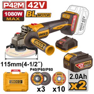 INGCO 42v Cordless Angle Grinder 115mm CAGLI4108112