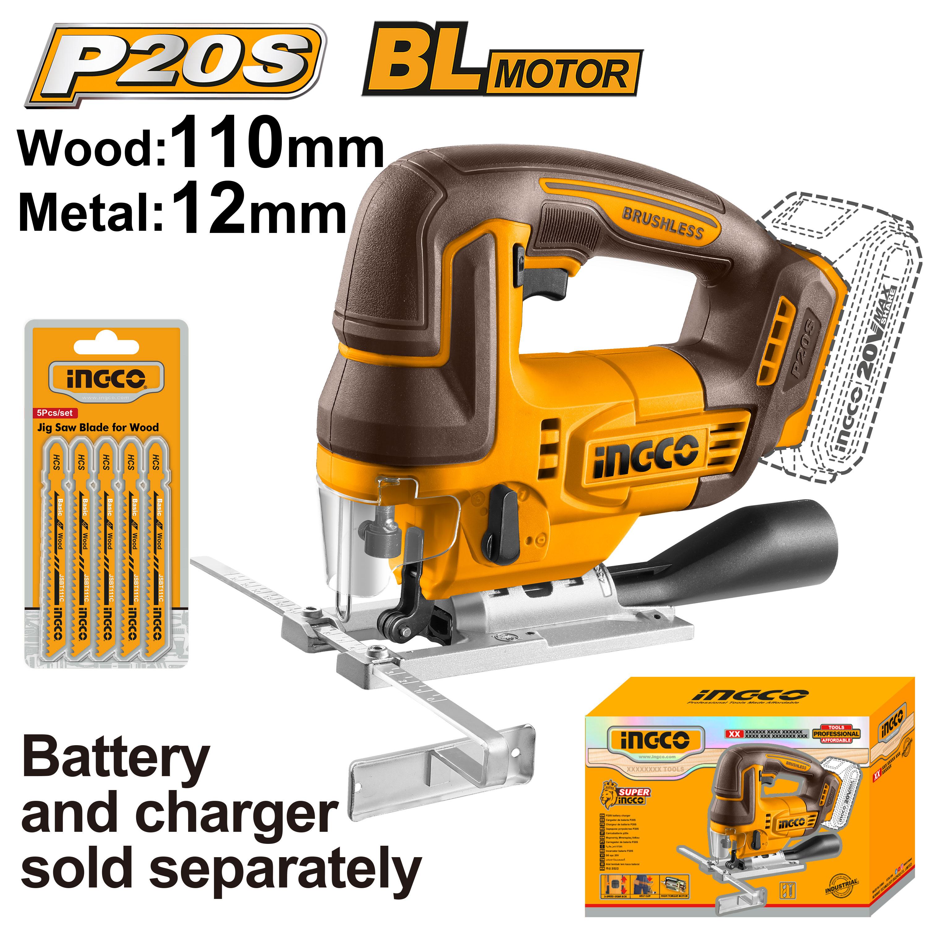 INGCO 20v Cordless Brushless Jig Saw CJSLI1008