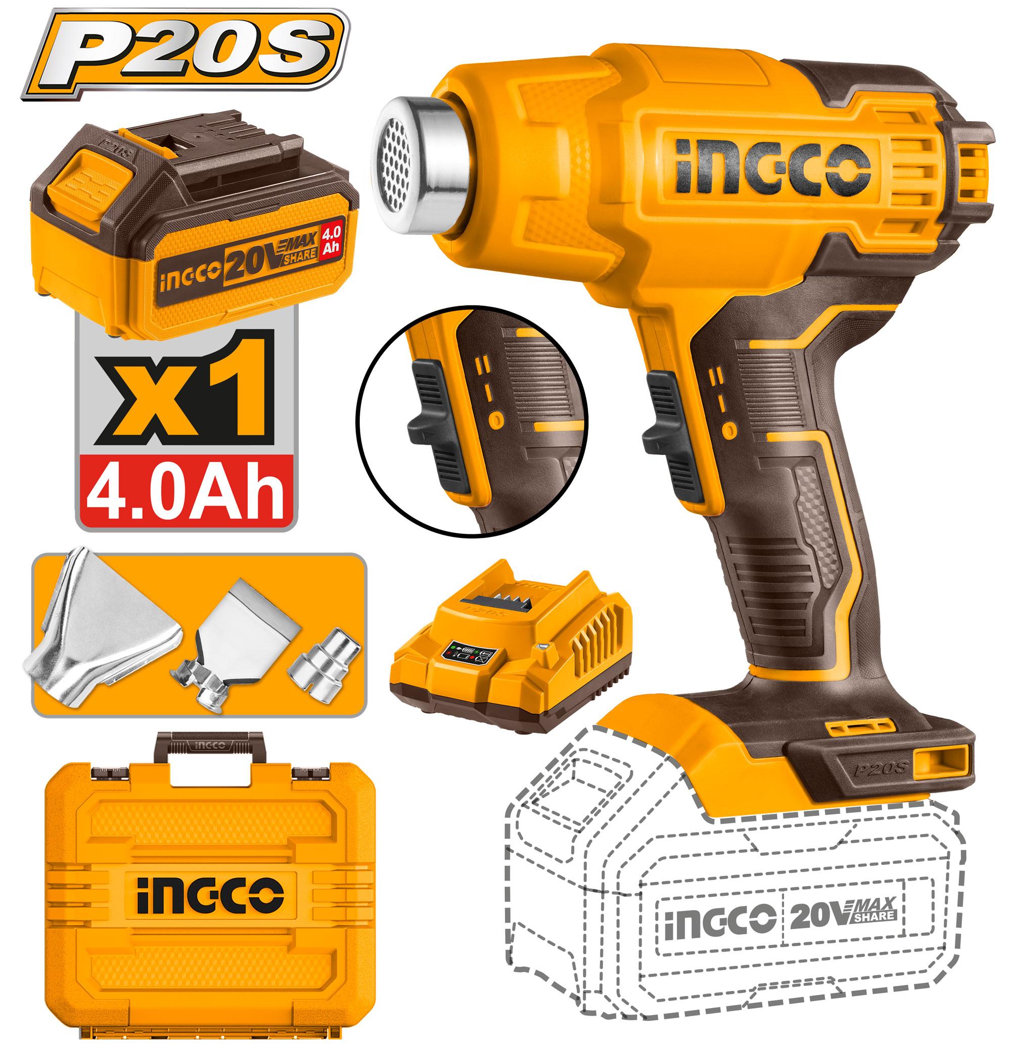 INGCO 20v Cordless Heat Gun HGLI20025