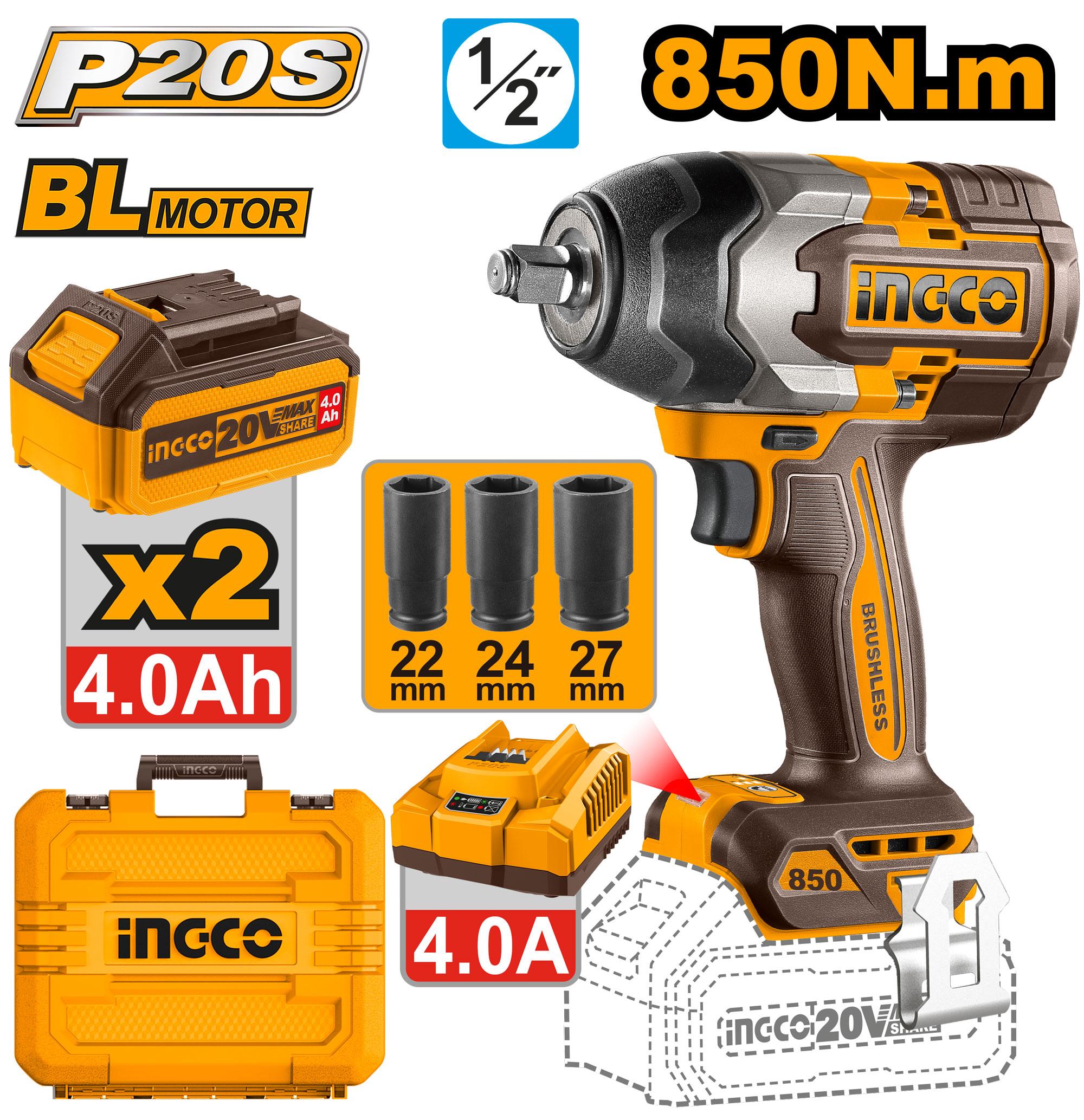 INGCO Cordless Impact Wrench 850Nm CIWLI2085