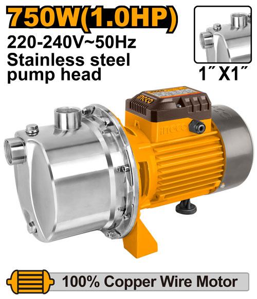 INGCO Stainless Steel Self-Priming Jet Water Pump 1HP JPS075082