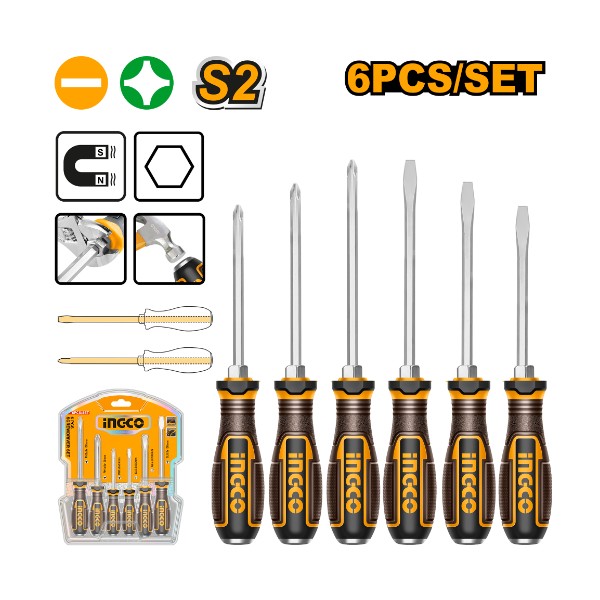 INGCO 6pcs Go-Through Screwdriver Set HGTST0608