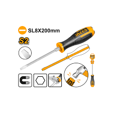 INGCO Go-Through Slotted Screwdriver 8" HGTS688200