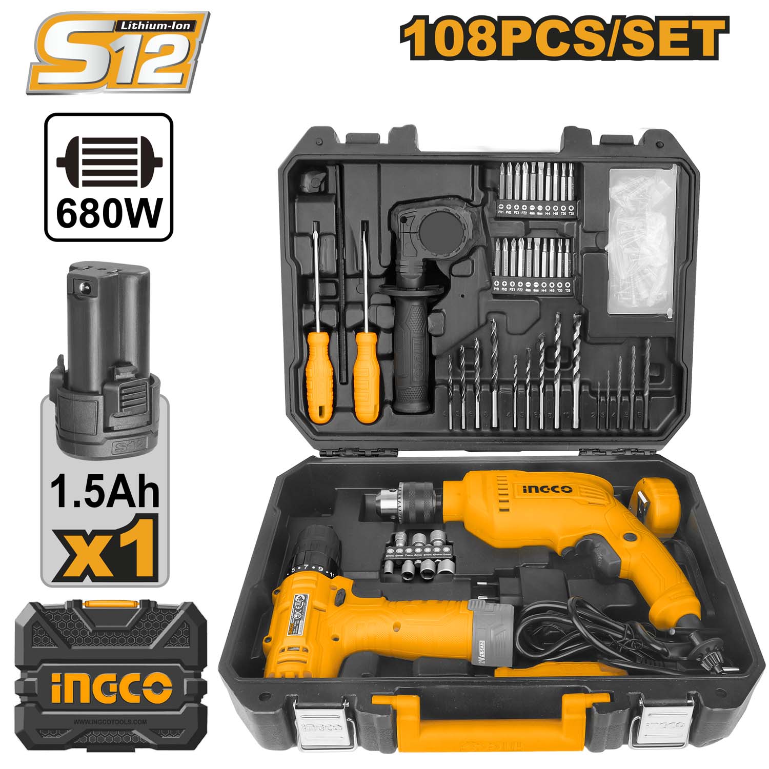 INGCO 108pcs Tool Kit HKTHP11081