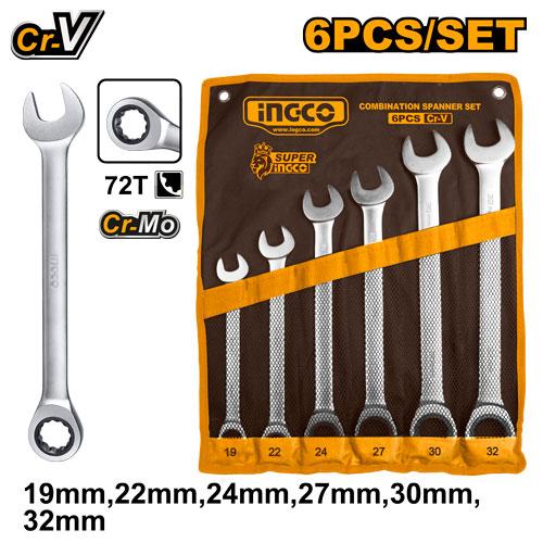 INGCO 6pcs Ratchet Spanner Set HKSPAR1061