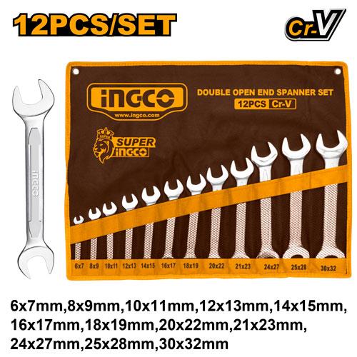 INGCO 12pcs Double Open End Spanner Set HKSPA2142