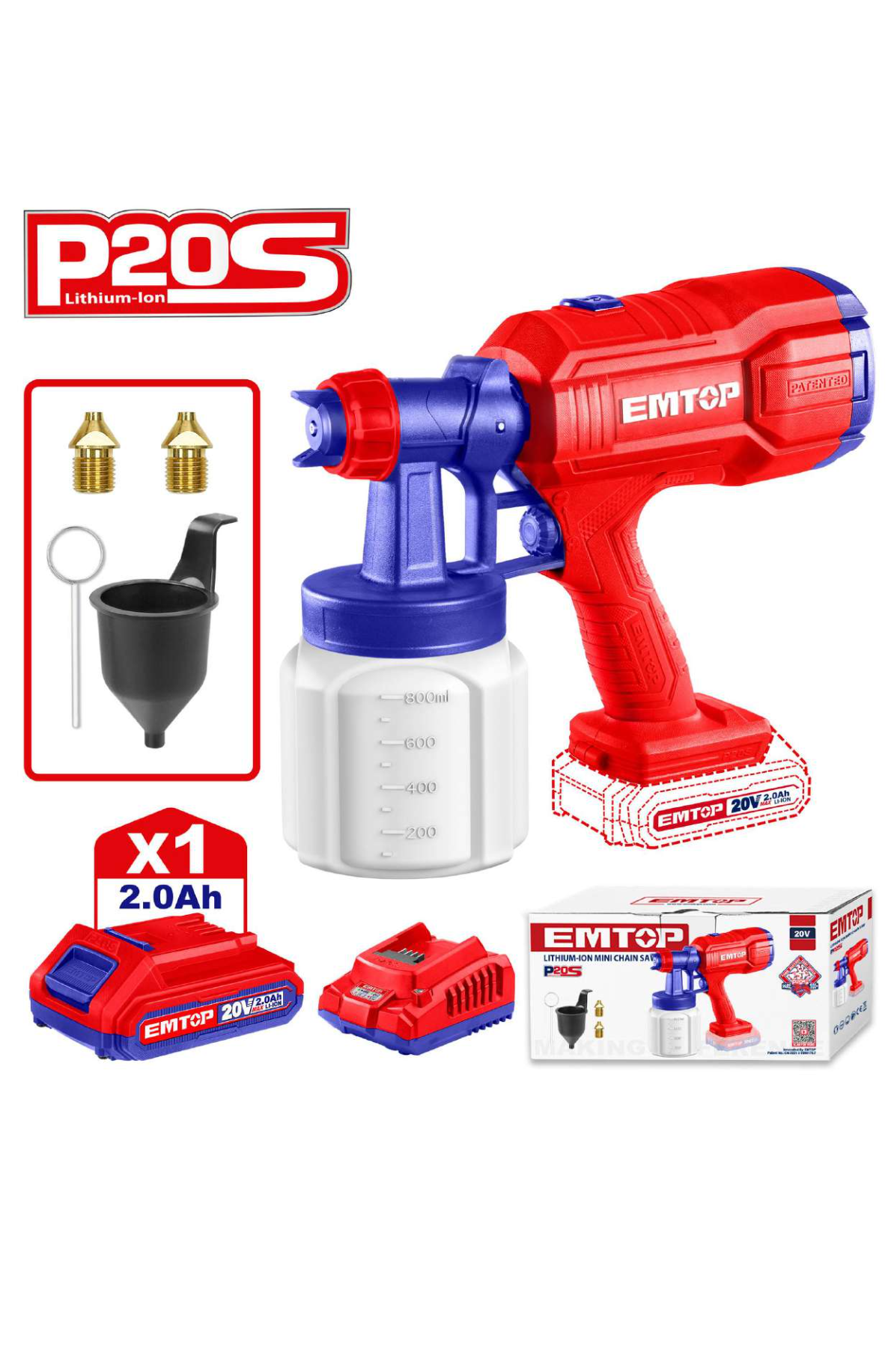 EMTOP 20V Cordless Spray Gun ELSG20042