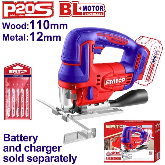 EMTOP 20V Cordless Jig Saw ELGS201008