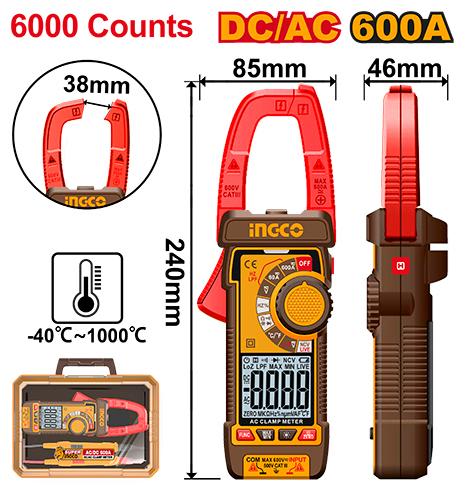 INGCO DC/AC Clamp Meter 600A DCM66002
